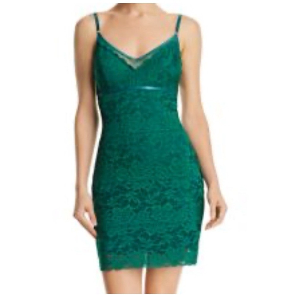 Guess Jojo Lace Bodycon Cami Mini Dress Sz XS Emerald Green Y2K Style